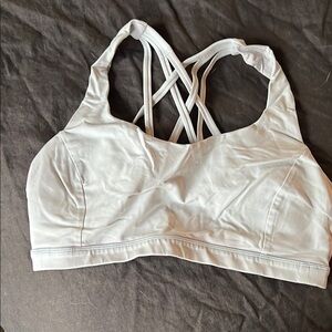 lululemon athletica White and Blue Wireless Strappy Bra with Seamless Design